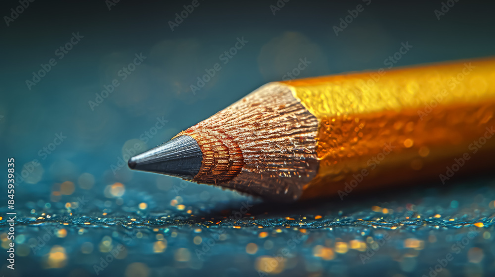 Aufkleber a pencil with a sharpened point is on a piece of paper. the pencil is yellow and has a black tip. th
