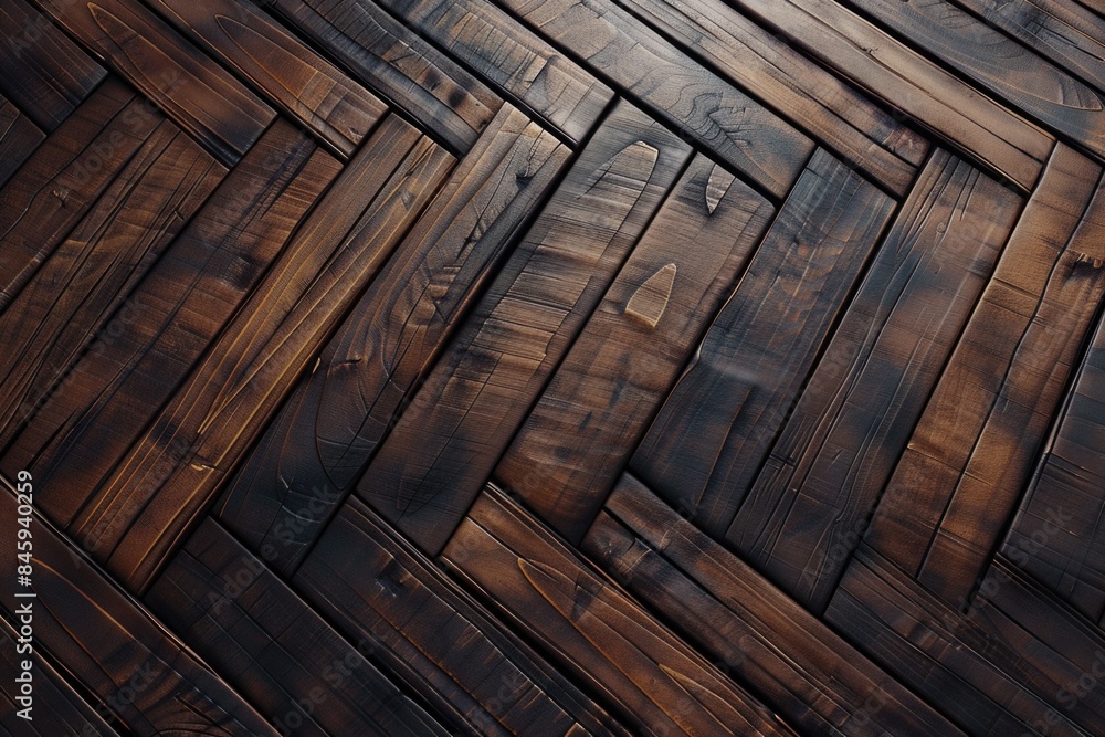 Poster close-up shot of a wooden floor featuring a repeating geometric pattern