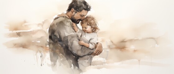 Peaceful Family Moment at the Beach Generative AI