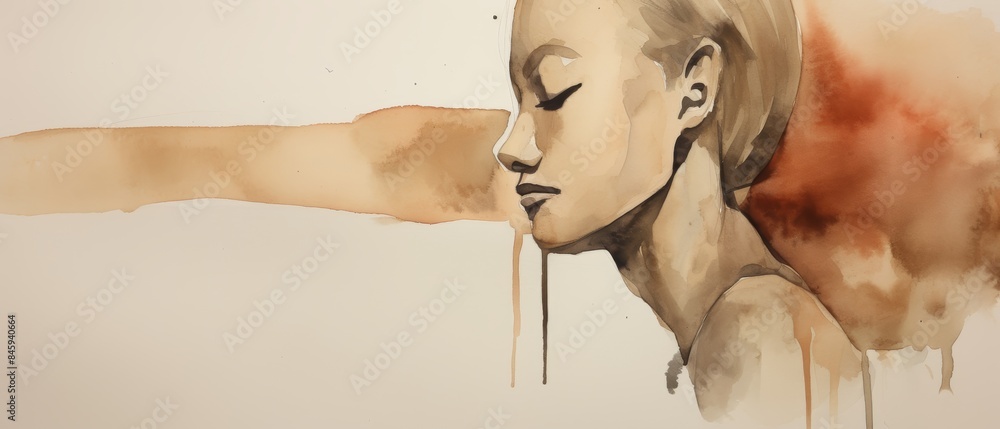 Poster watercolor sketch of envious expression generative ai