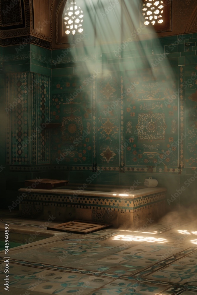 Poster a room with sunlight shining through a window