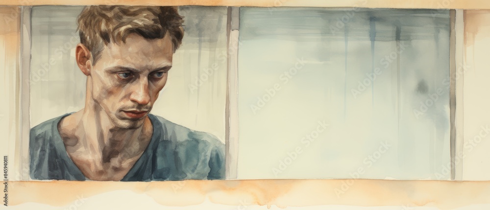 Aufkleber man embracing his natural self in front of the mirror generative ai