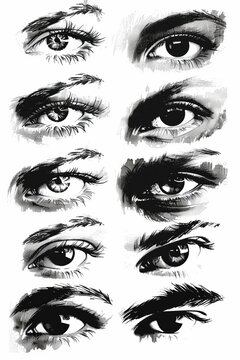 Illustration showing different eye shapes and sizes for creative use