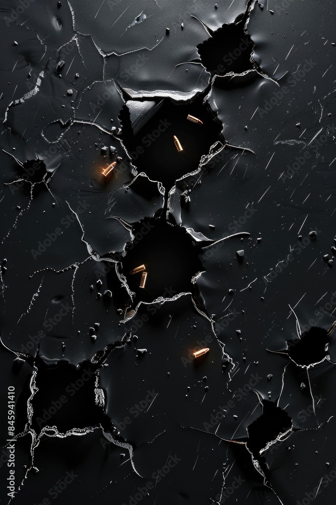 Poster a close-up view of bullet holes on the surface of the water, possibly from a crime scene or hunting 