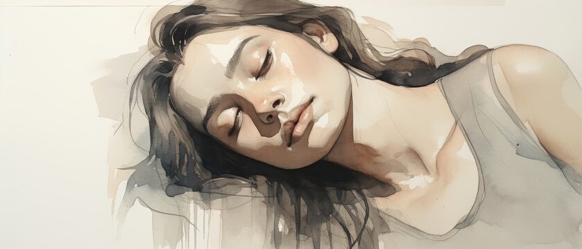 Peaceful Woman Portrait for Wellness and Relaxation Generative AI
