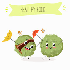 Cute chestnut characters, funny nuts, with different activities, outdoor, sports,musical instrument.