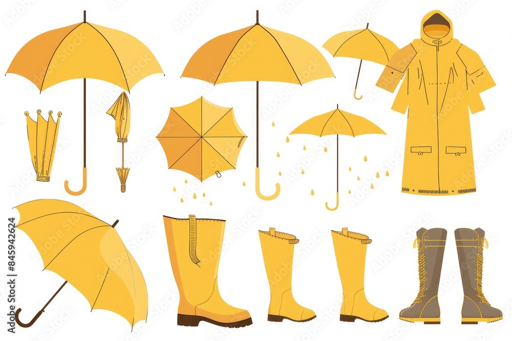 Poster A collection of different types of umbrellas, including colorful and unique designs