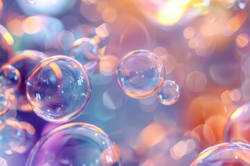 A cluster of colorful bubbles drifting through the air