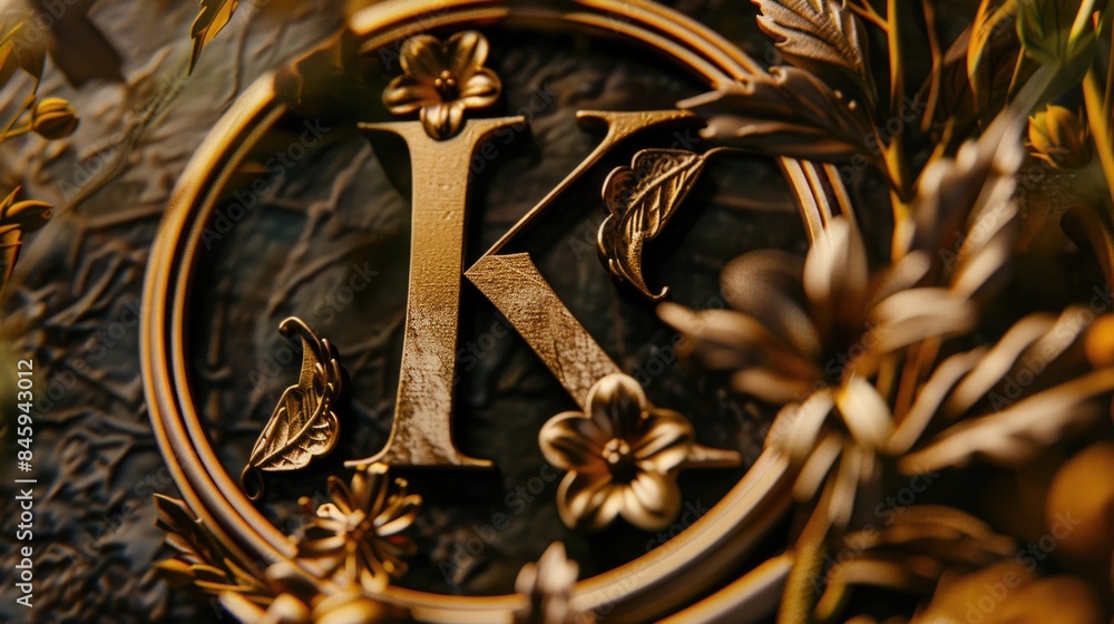 Poster a detailed view of a clock face featuring the letter k, suitable for use in designs where a unique c
