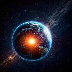 Obraz premium Illustration of Big Earth with magnetic field impact magnetosphere high quality colorful isolated images