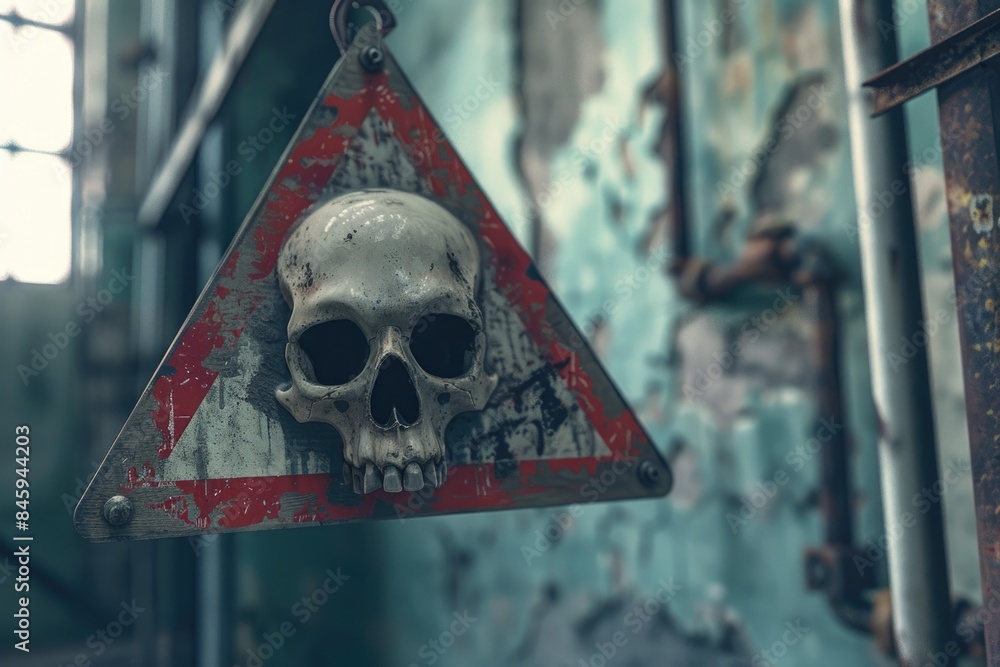 Poster a sign featuring a skull with crossbones, often used to indicate danger or warning