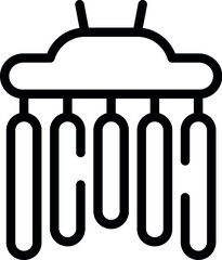 Simple black and white icon of a sausage production line in a meat factory