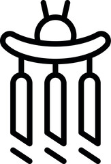 Traditional japanese furin wind chime hanging and making a sound with the wind line icon