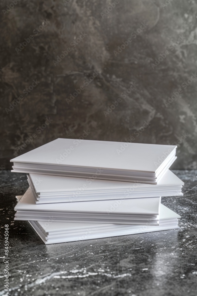 Aufkleber Stack of papers resting on a table surface