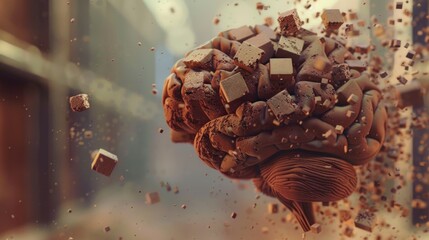 A detailed view of a brain-shaped chocolate creation, perfect for food or gift images