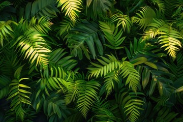 A detailed view of a group of green leaves