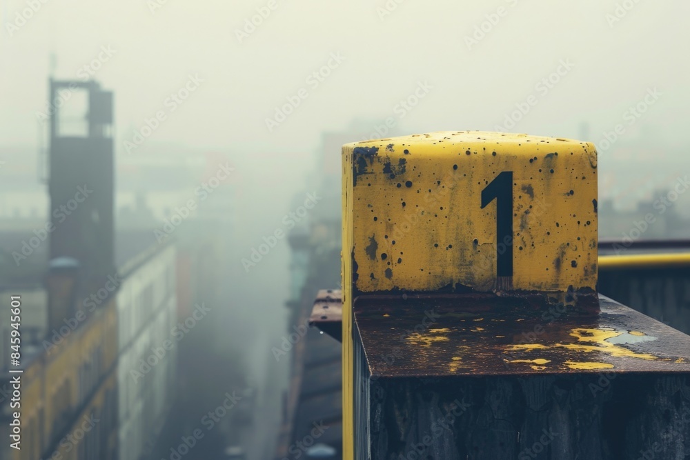 Poster a large building with a clock tower visible in the background, providing a sense of time and place f