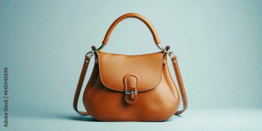 Aufkleber a brown purse sitting on top of a table with no other objects in the scene