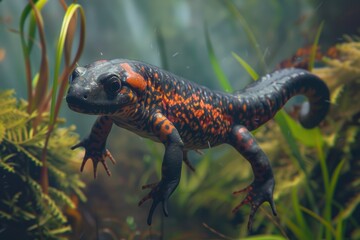 Obraz premium A close-up shot of a small animal surrounded by water, suitable for use in illustrations or educational materials about marine life