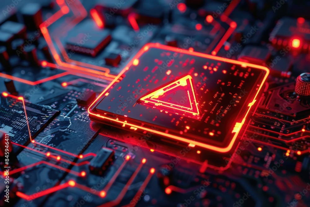 Fototapete a close-up shot of a circuit board featuring a triangular component