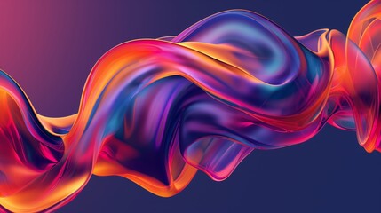 Obraz premium Dynamic abstract fluid colorful ribbons motion dark gradient background