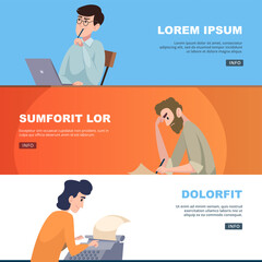 Writers banners people freelancers writers coders bloggers writing books or articles