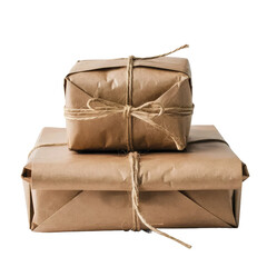Isolated PNG Brown Gift Paper Bag, GENERATIVE AI