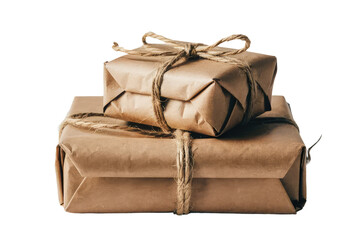 Obraz premium Isolated PNG Brown Gift Paper Bag, GENERATIVE AI