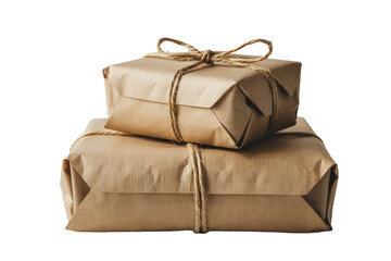 Isolated PNG Brown Gift Paper Bag, GENERATIVE AI