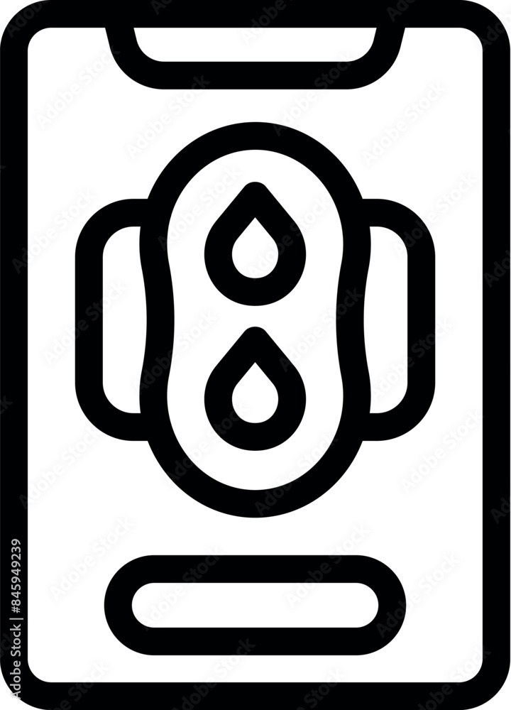 Poster smartphone app is tracking menstrual cycle and displaying a sanitary pad icon