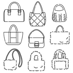 秋冬バッグ　セット　線画