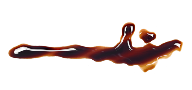 Balsamic vinegar spilled isolated on white, top view