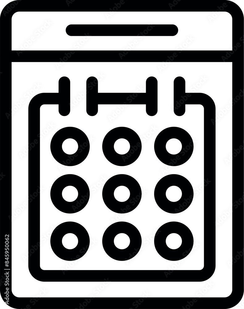 Poster smartphone showing calendar app icon with blank dates for scheduling and appointments