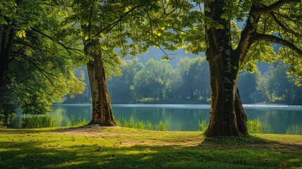 Trees near a body of water