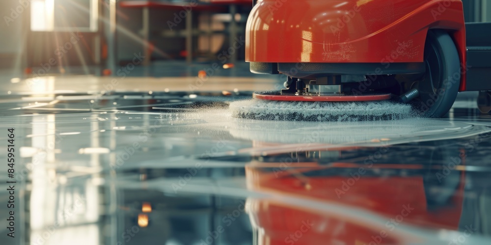 Poster A detailed view of a machine on a factory floor, highlighting its mechanical components and industrial context