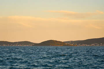 Waves on seacoast of Adriatic sea in Zadar Croatia.