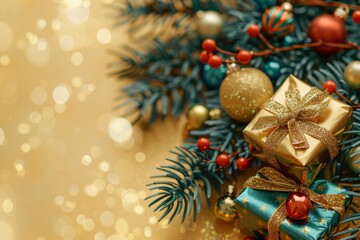 Cozy Winter Scene with Christmas Tree and Toys Generative AI