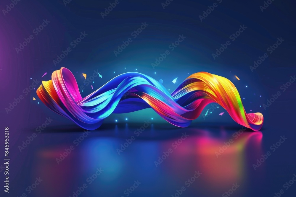 Poster A vibrant and playful design featuring a wavy pattern of colors on a dark background, ideal for use in marketing materials, social media posts, or as a decorative element