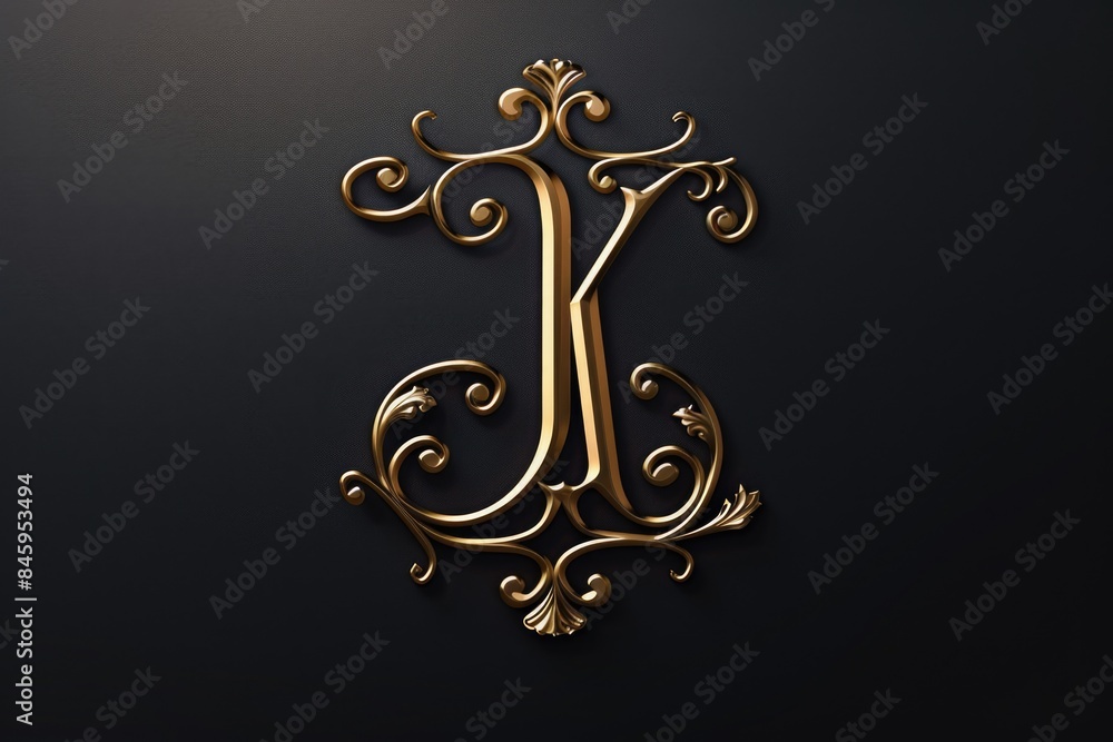 Poster a simple gold letter j on a black background, suitable for use in designs and layouts