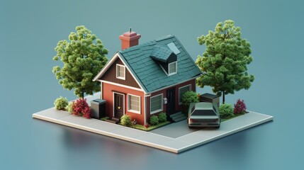 3d rendering of isometric house