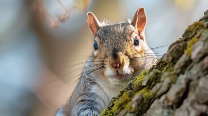 Obraz premium Closeup of a grey squirrel in spring