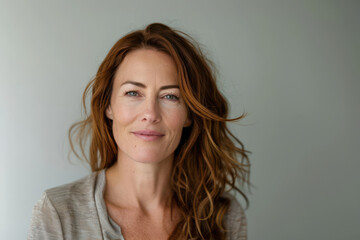 Obraz premium A close up portrait of a woman with a subtle smile