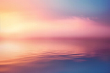 A beautiful sunset over a calm water surface with vibrant pink and orange hues in the sky