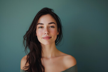 Fototapeta premium A close up portrait of a woman with a subtle smile