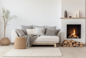 Modern Living Room With Cozy Fireplace