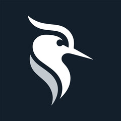 A sleek and modern logo design featuring a stylized lapwing bird head, rendered in a flat minimal style. Bird Head Logo Design. Bird Face Vector Logo. Bird Head Logo. Logo Design.