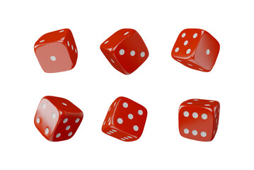 Red dice variety set 3D icon vector illustration