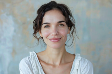 Fototapeta premium A close up portrait of a woman with a subtle smile