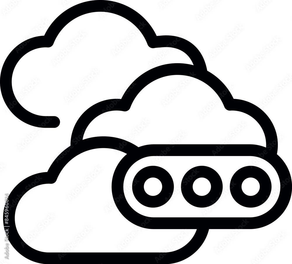 Wall mural Simple black and white icon logo of a cloud computing server processing data - Wall murals