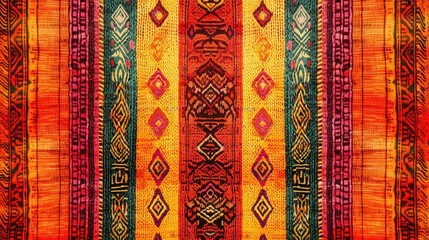 Vibrant Orange Decorative Backdrop with Ethnic Knit Patterns and Multicolored Wine Inspired Design
